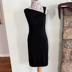 David Meister One-Shoulder Black Cocktail Dress